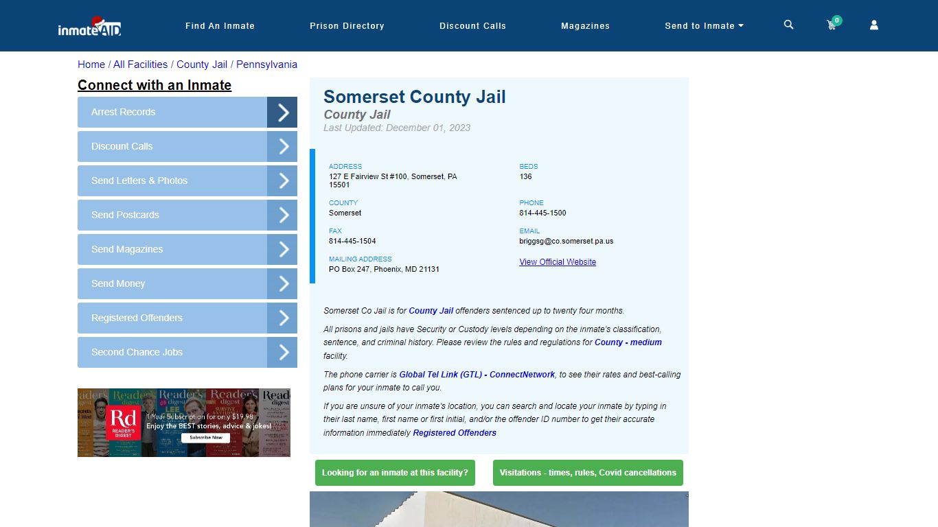Somerset County Jail - Inmate Locator - Somerset, PA